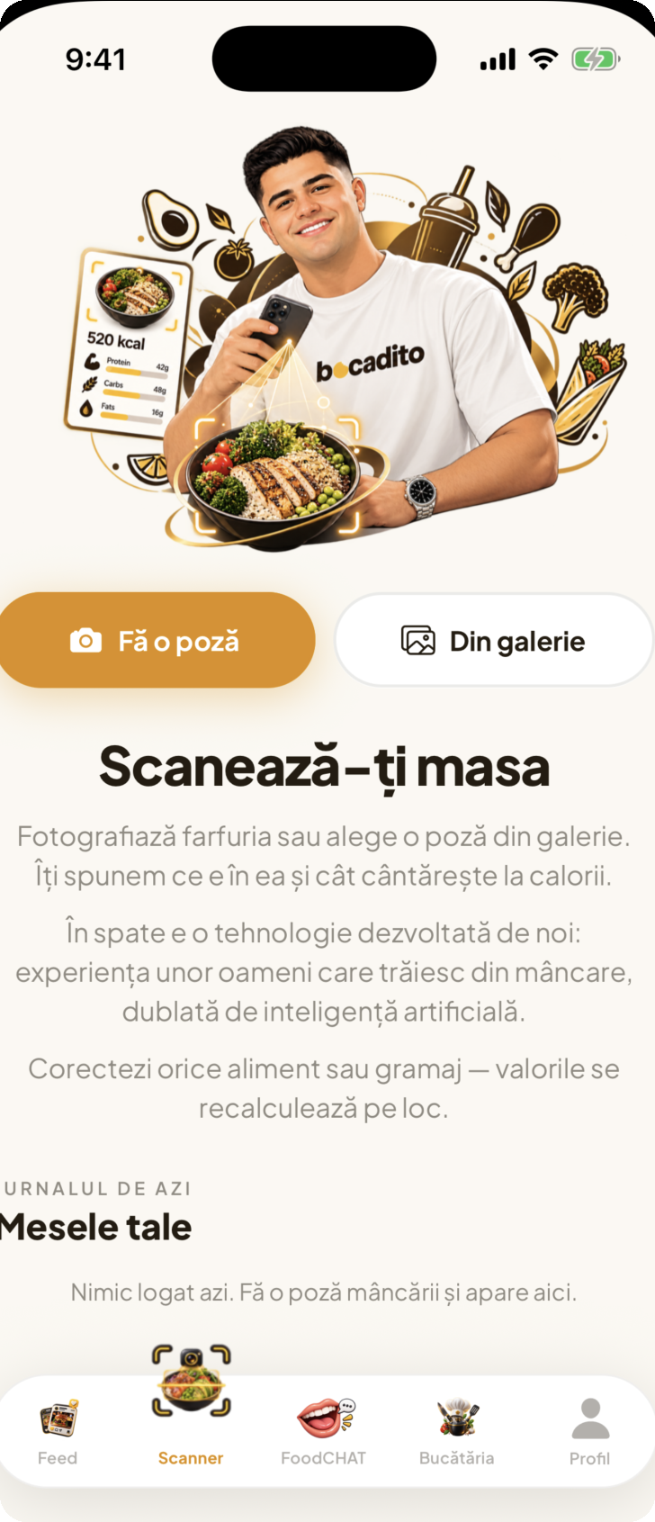 Ecranul Scanner din aplicația bocadito